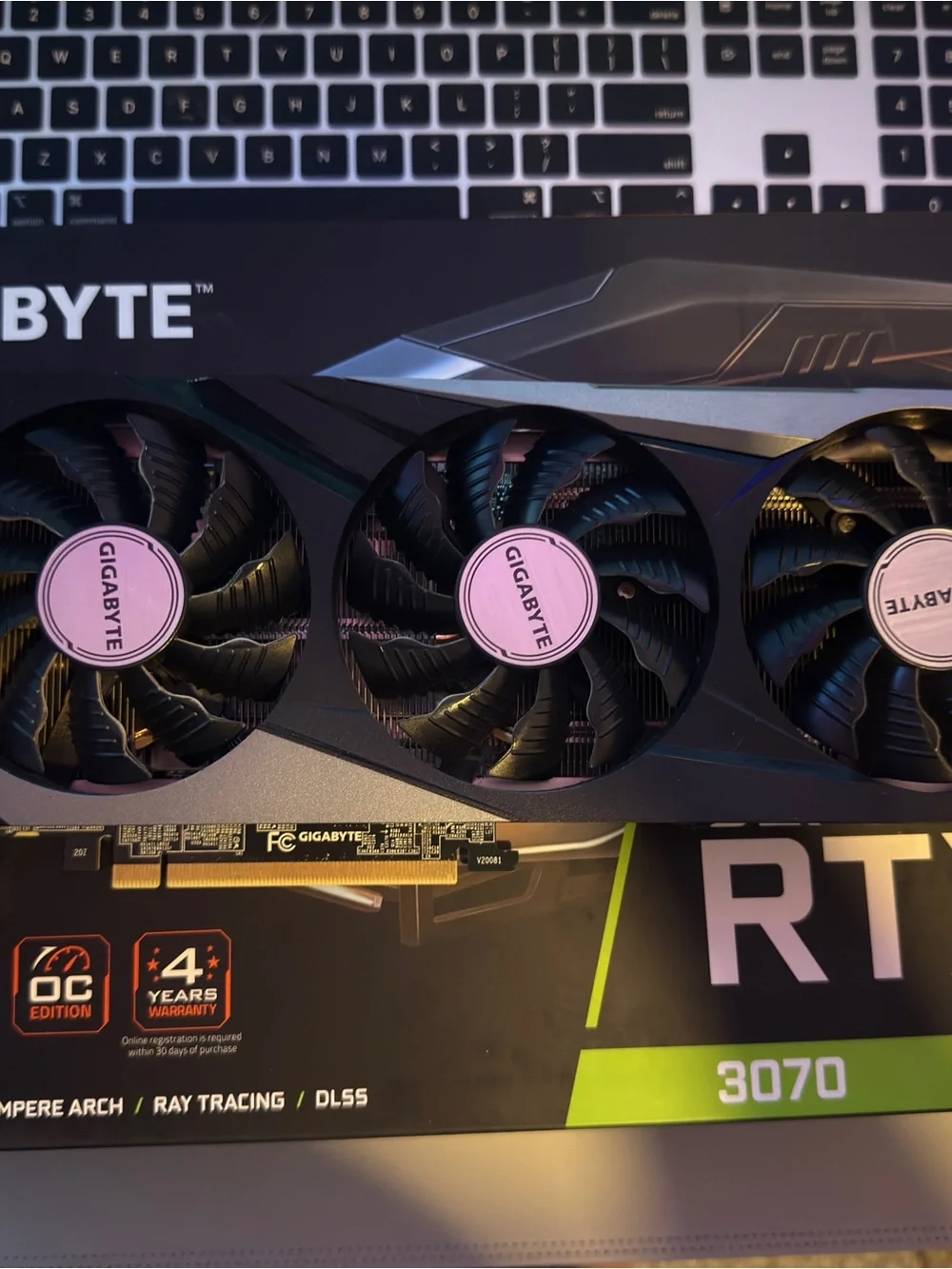 GIGABYTE GeForce RTX 3070 Graphics Card Box with Black and Orange Artwork